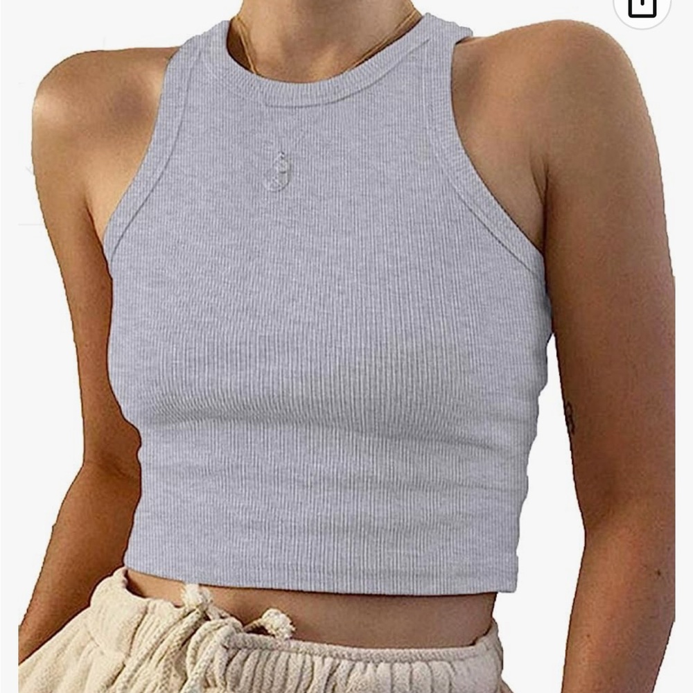 Gray Rib-Knit crop tank